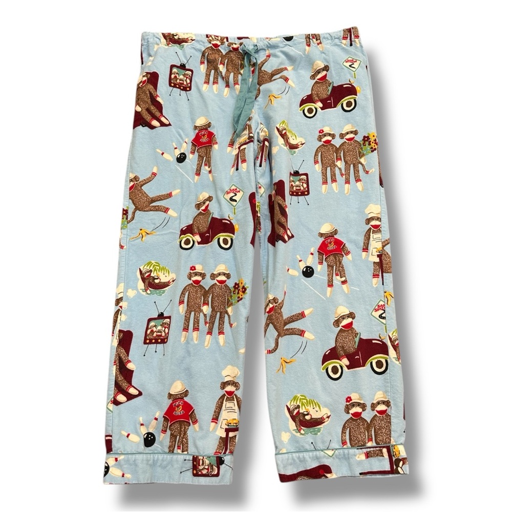 Nick & Nora Blue Sock Monkeys Pajamas Sleepwear Womens XXL - Picture 5 of 11